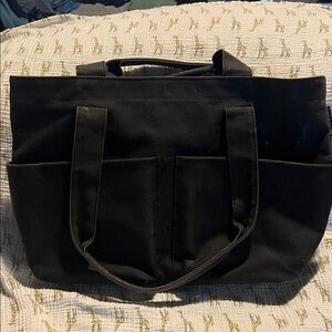 Dagne Dover Black Canvas Tote Bag faded key leash blackish gray used
